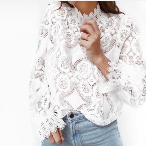 Last 1 💕Lace Cap Neck Top with Bell Sleeve - Picture 6 of 8